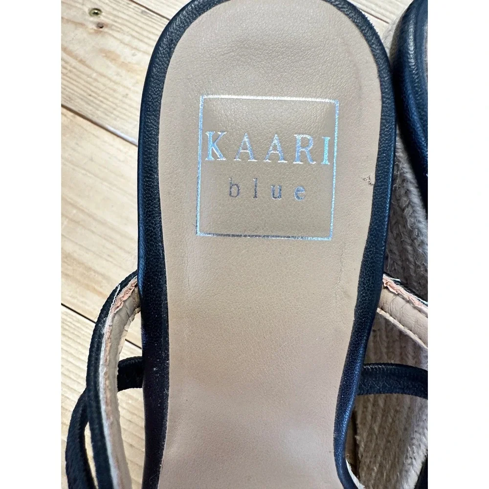 KAARI blue Womens Black Strappy Wedge Espadrille Sandals Size 8.5‎